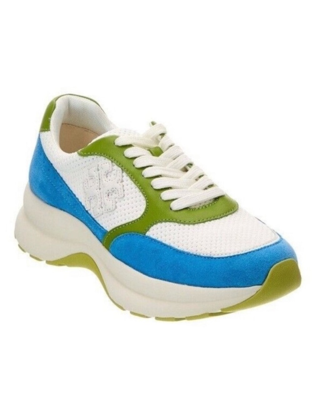 Tory Burch Mesh Kick Color Block Wheatgrass/Stream/Greenery Womens size 7.5 NEW!